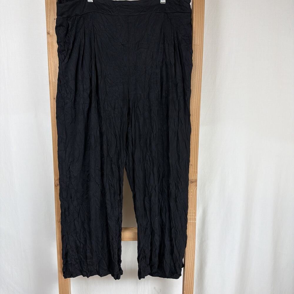 NWT Shana Black Pockets Crinkle Cropped Pants #0897 Size XXL